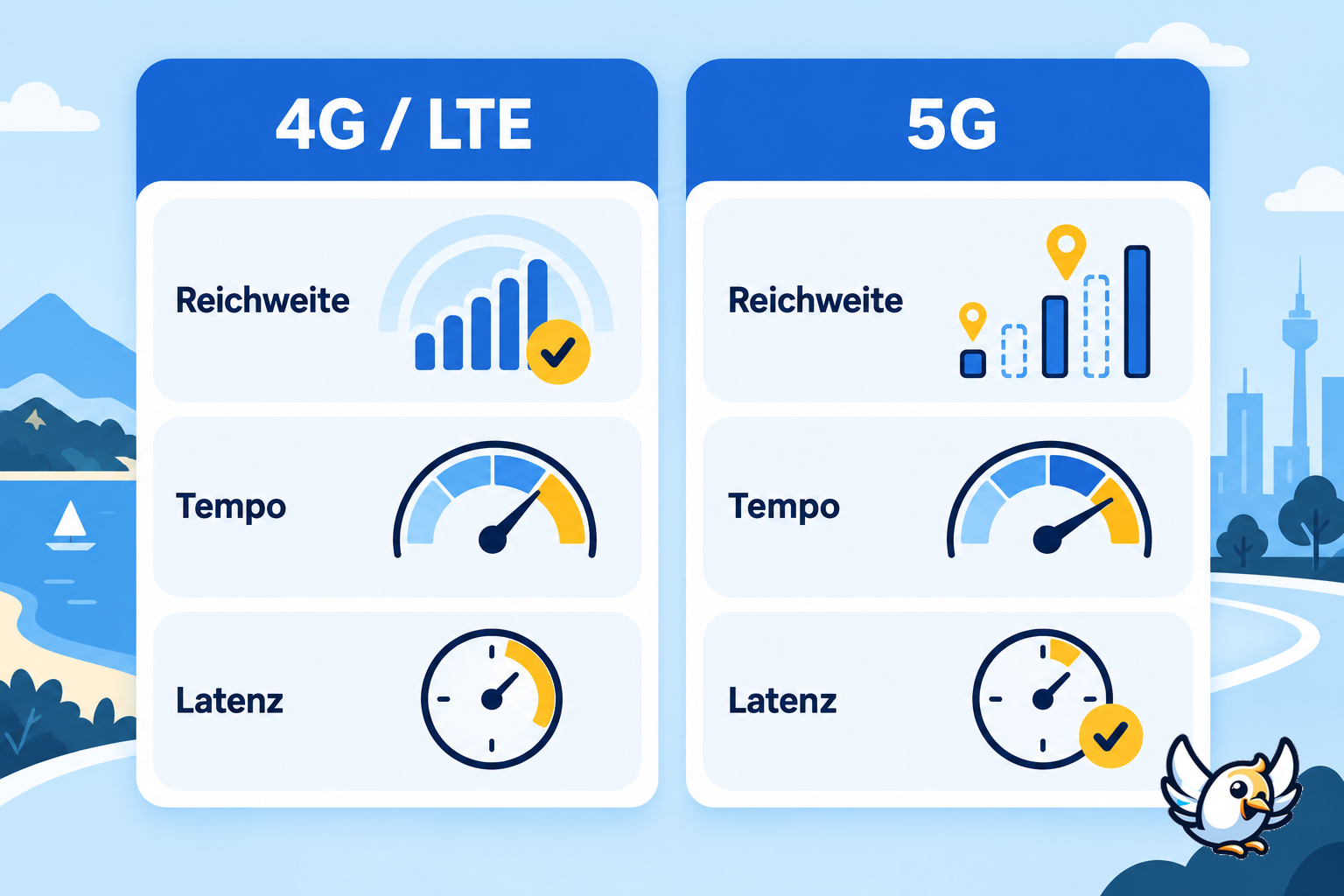 4G oder 5G: Vergleich von Reichweite, Tempo und Reisetauglichkeit