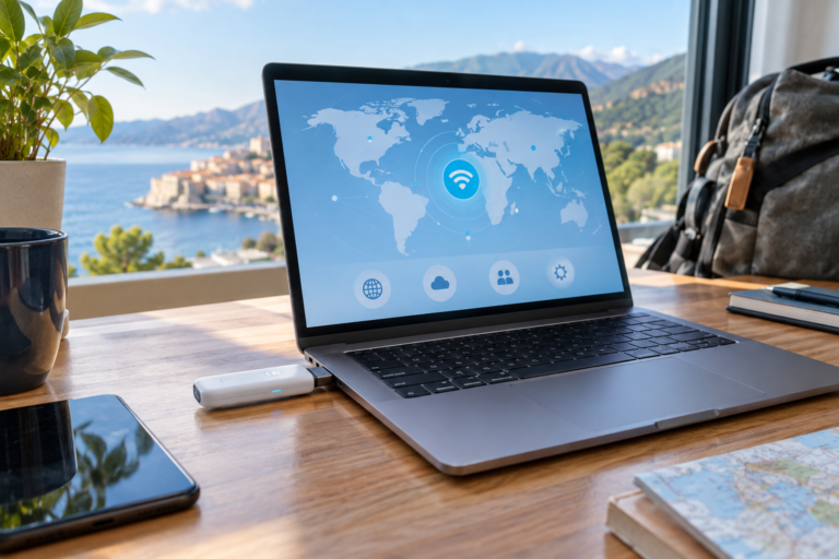 4G USB-modem kopla til ein berbar PC for mobilt breiband