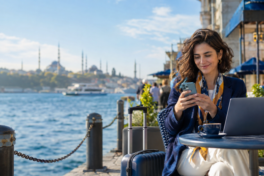 5G bağlantısı ve eSIM kullanan gezgin, hızlı mobil internet rehberi