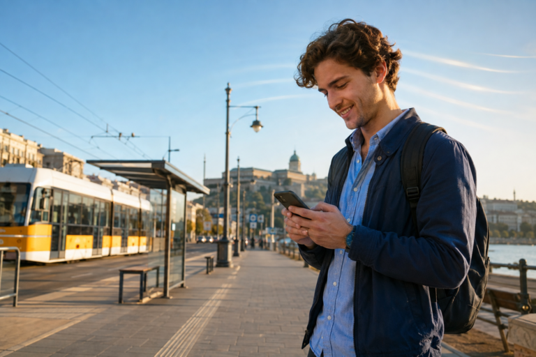 5G eSIM használata utazás közben Budapesten okostelefonon