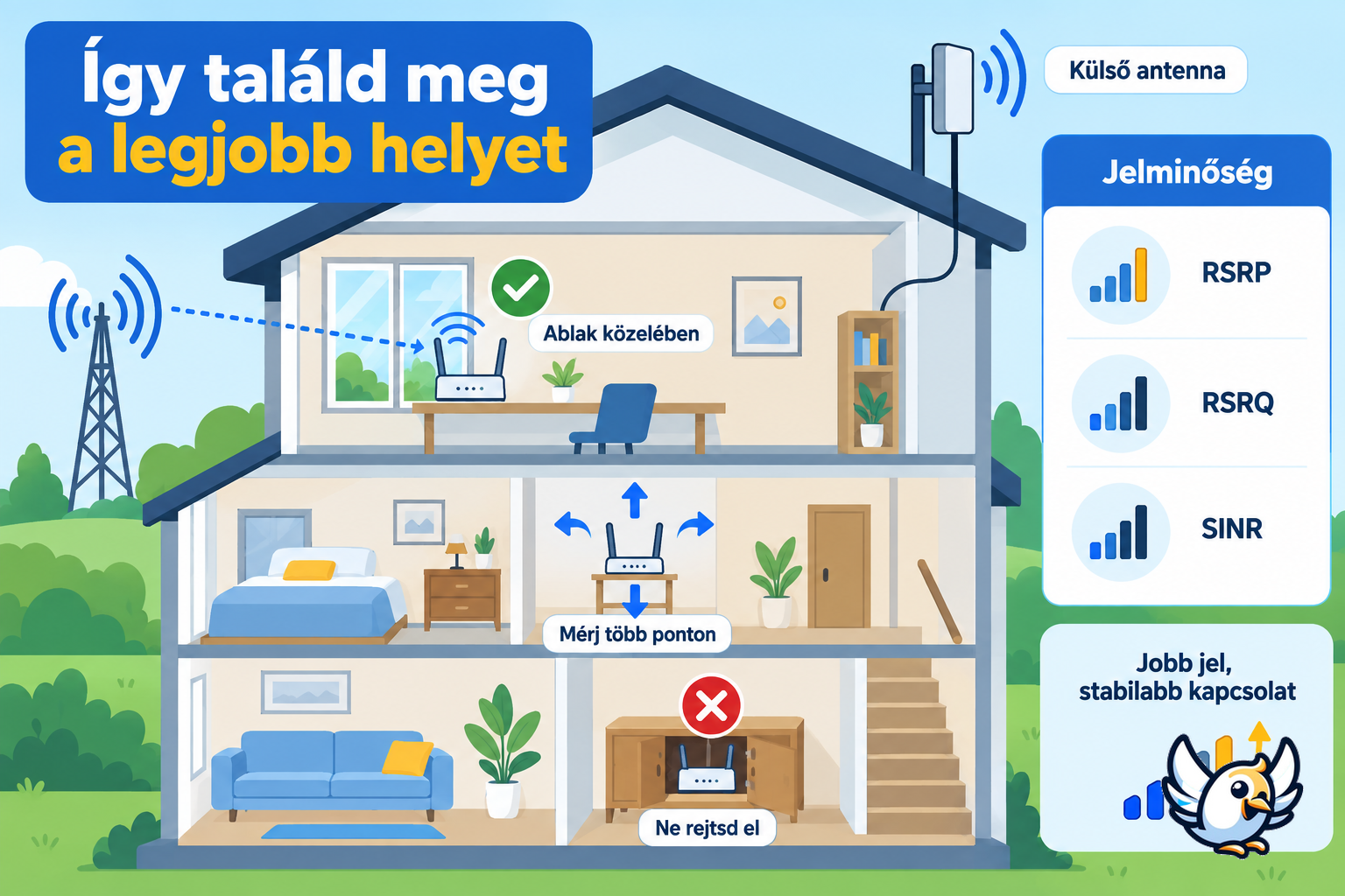 5G modem elhelyezése és jelerősség javítása otthon