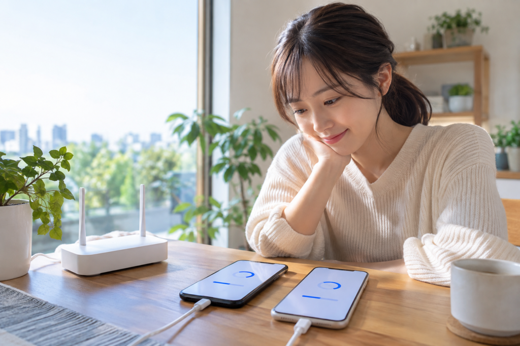 スマートフォンのデータ移行を準備する利用者