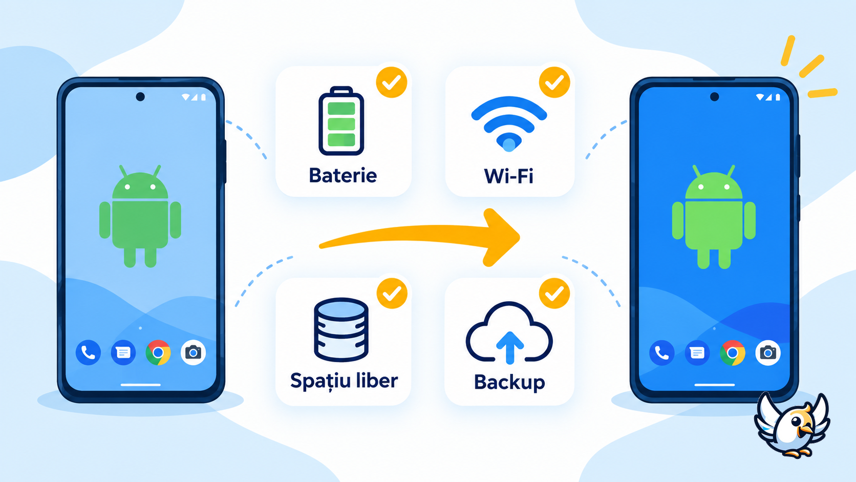 Checklist înainte de transferul datelor între două telefoane Android