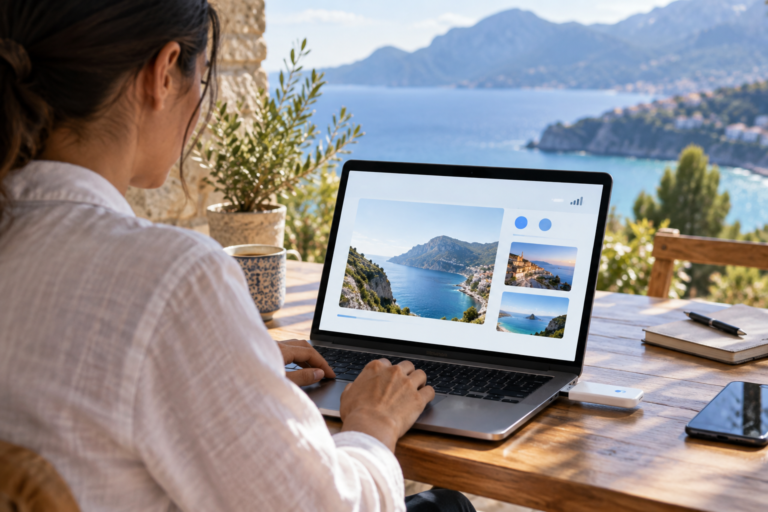Clé 4G branchée à un ordinateur portable pour se connecter à Internet