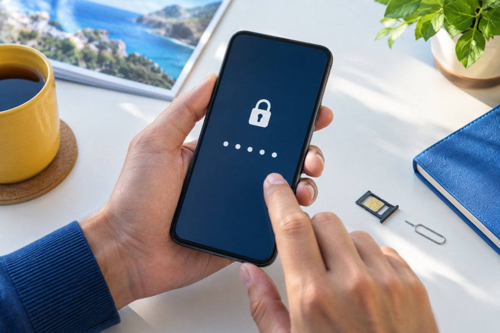 Código PUK para desbloquear um cartão SIM num smartphone