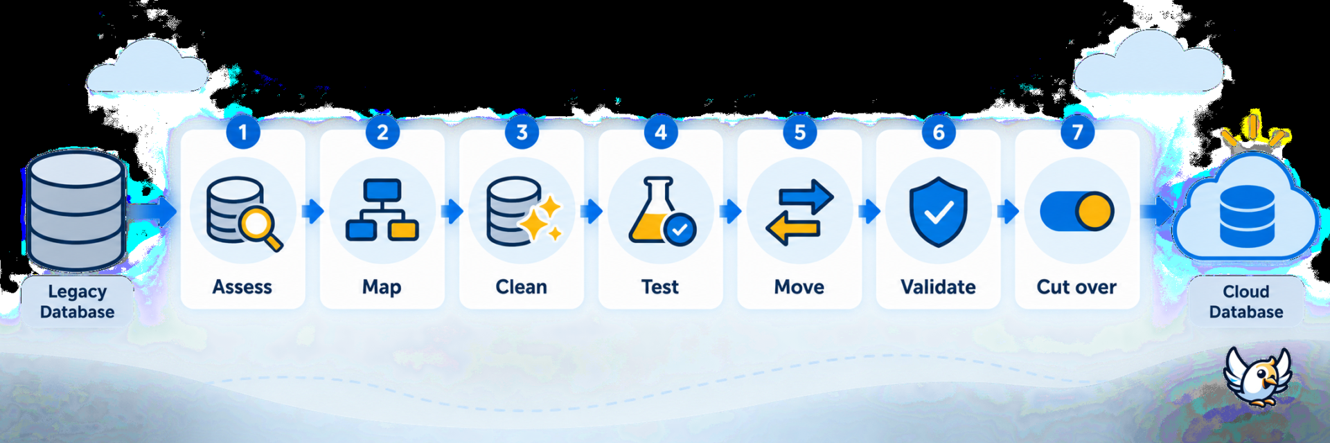 Data migration process from discovery and mapping to validation and cutover