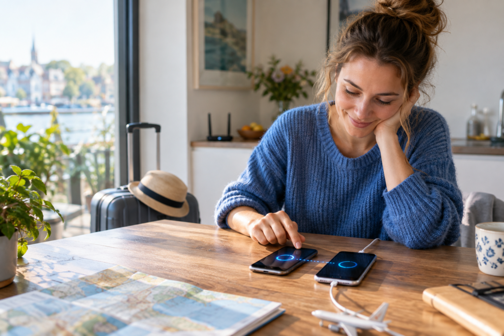 Datamigratie naar een nieuwe telefoon met veilige overdracht van gegevens en eSIM