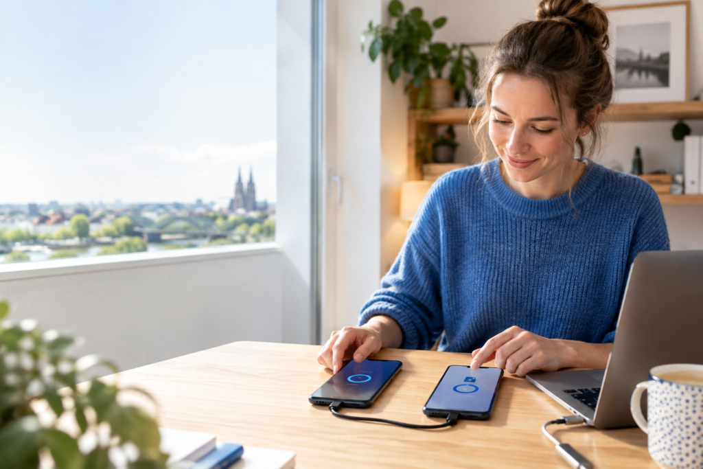 Datenmigration auf ein neues Handy mit zwei verbundenen Smartphones