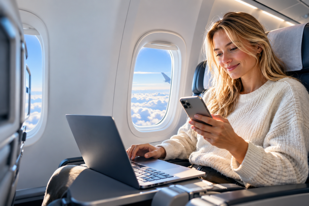 Finns det wifi på flygplan – resenär uppkopplad ombord