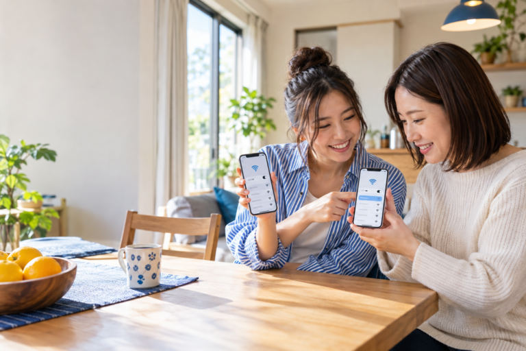 iPhoneでWi-Fiパスワードを共有する2人の利用者