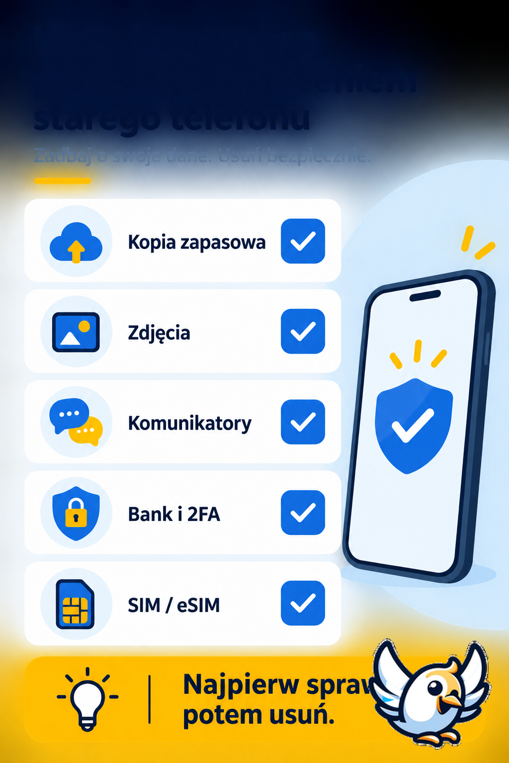 Lista kontrolna migracji danych, karty SIM i eSIM na nowy telefon