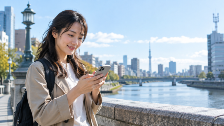LTEとは何かを調べるスマートフォン利用者と安定したモバイル通信