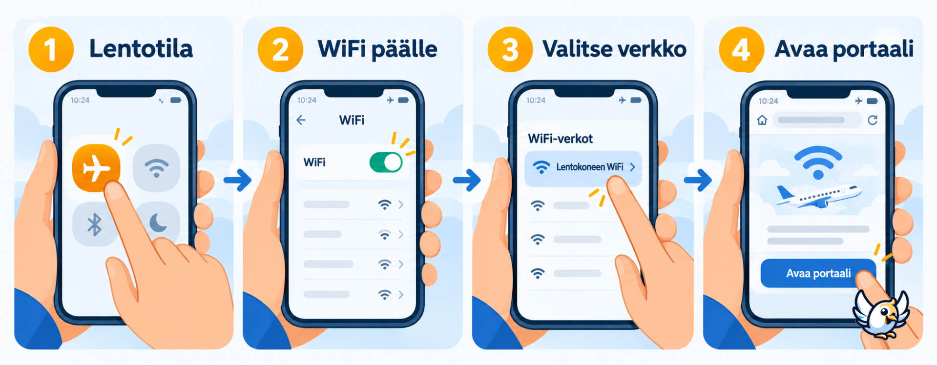Näin yhdistät lentokoneen WiFi-verkkoon neljässä vaiheessa