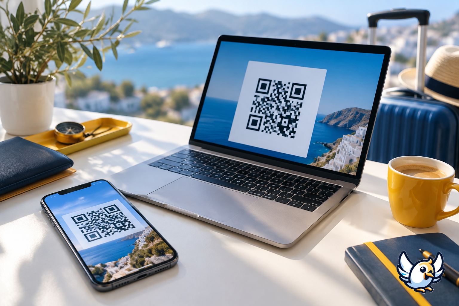 O2 eSIM QR-Code auf Smartphone und Laptop