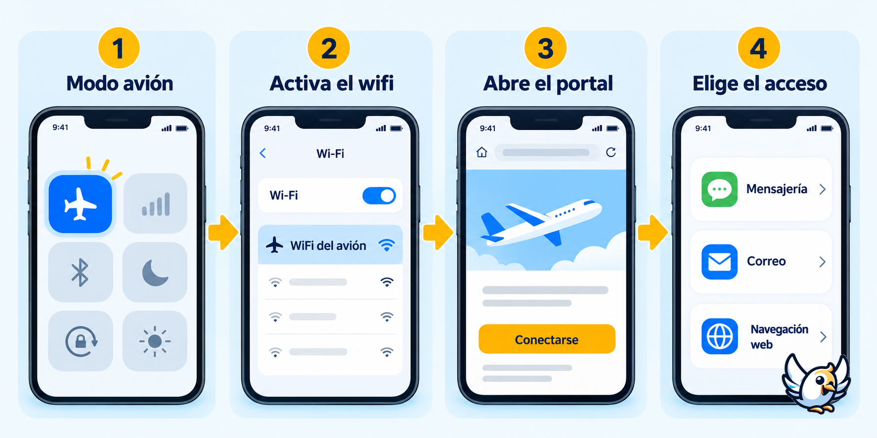 Pasos para conectarse al wifi de un avión con el modo avión activado