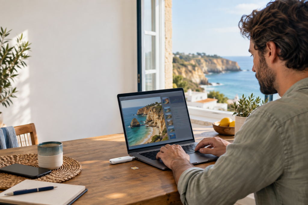 Pen 4G ligada a um portátil para aceder à internet móvel