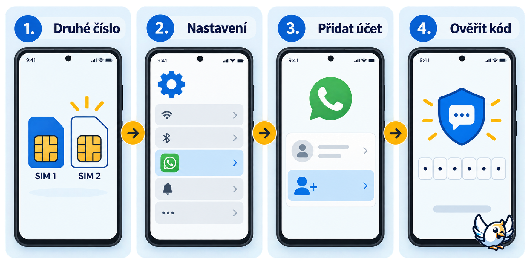 Postup přidání druhého účtu WhatsApp na Androidu s dual SIM