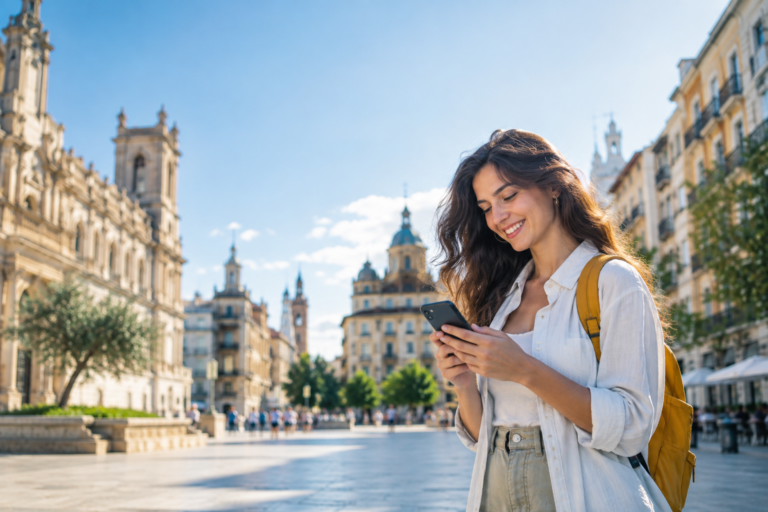 Qué son los datos móviles: persona usando internet 5G en su smartphone