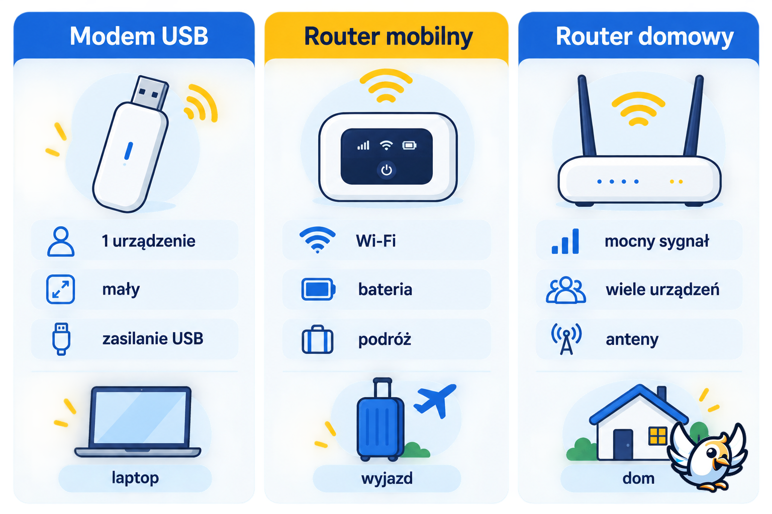 Rodzaje modemów 4G: USB, mobilny router i router domowy