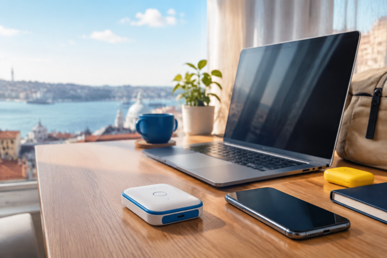 sim kartlı modem kullanan gezgin için taşınabilir internet kurulumu