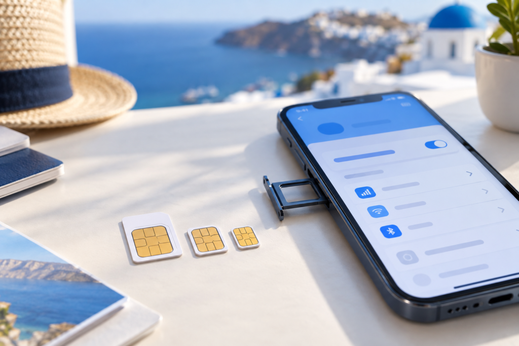 Розміри SIM-карт: mini-SIM, micro-SIM і nano-SIM поруч зі смартфоном