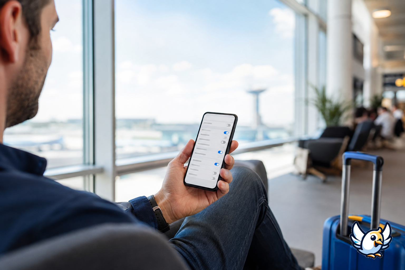 Smartphone affichant les réglages réseau mobile pour activer une eSIM en voyage