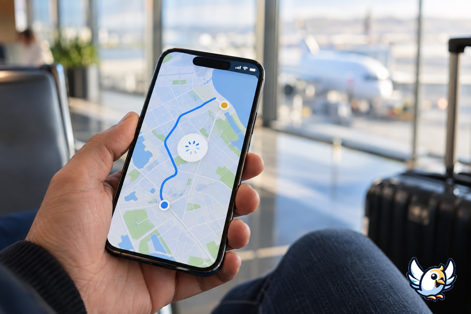 Smartphone using 4G LTE to load a map