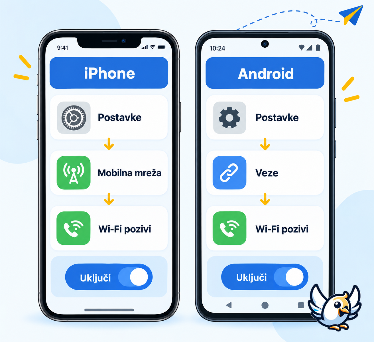 Uključivanje WiFi poziva na iPhoneu i Android telefonu