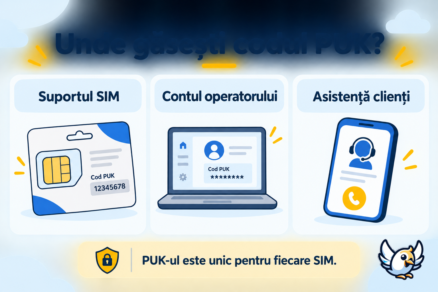 Unde găsești codul PUK: suport SIM, contul operatorului sau asistență