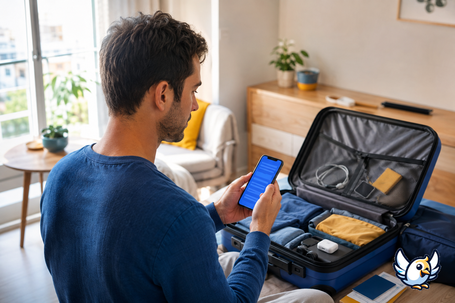 Viajero revisando la compatibilidad eSIM en su móvil antes de viajar