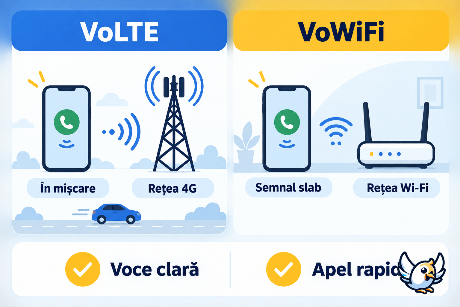 VoLTE versus VoWiFi: diferențele dintre apelurile 4G și Wi-Fi