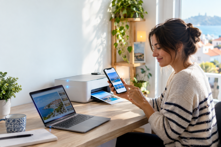 Wi‑Fi Direct a ligar um telemóvel, um portátil e uma impressora sem router