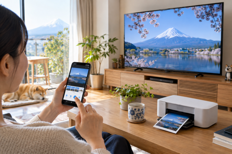 Wi-Fi Directでスマートフォンとプリンターを直接接続する様子
