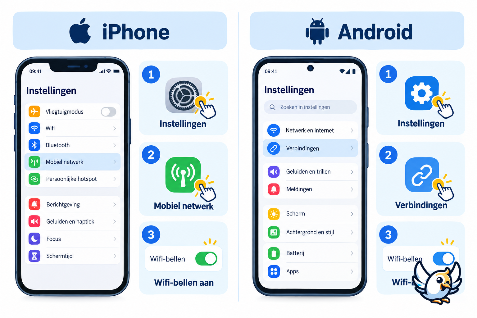 Wifi bellen aanzetten op iPhone en Android