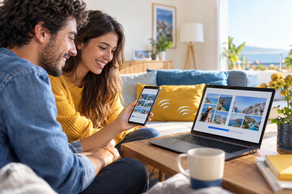 WiFi Direct ile telefondan dizüstü bilgisayara kablosuz dosya aktaran kullanıcılar