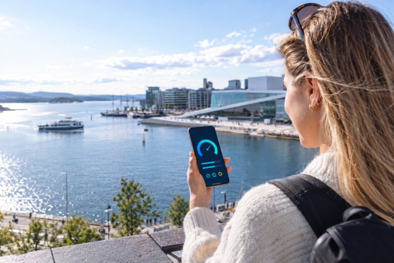 5G hastighet i Norge målt med mobiltelefon i Oslo