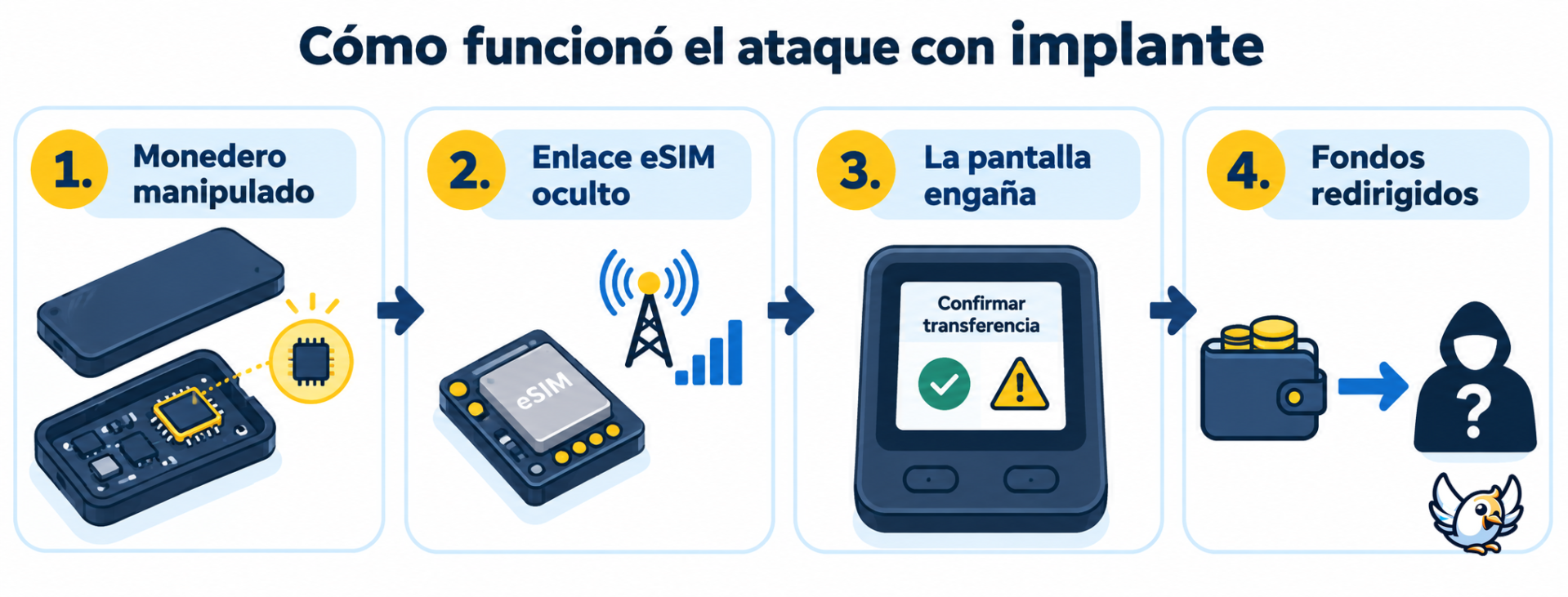 Cómo funcionó el ataque con implante eSIM en un monedero Ledger
