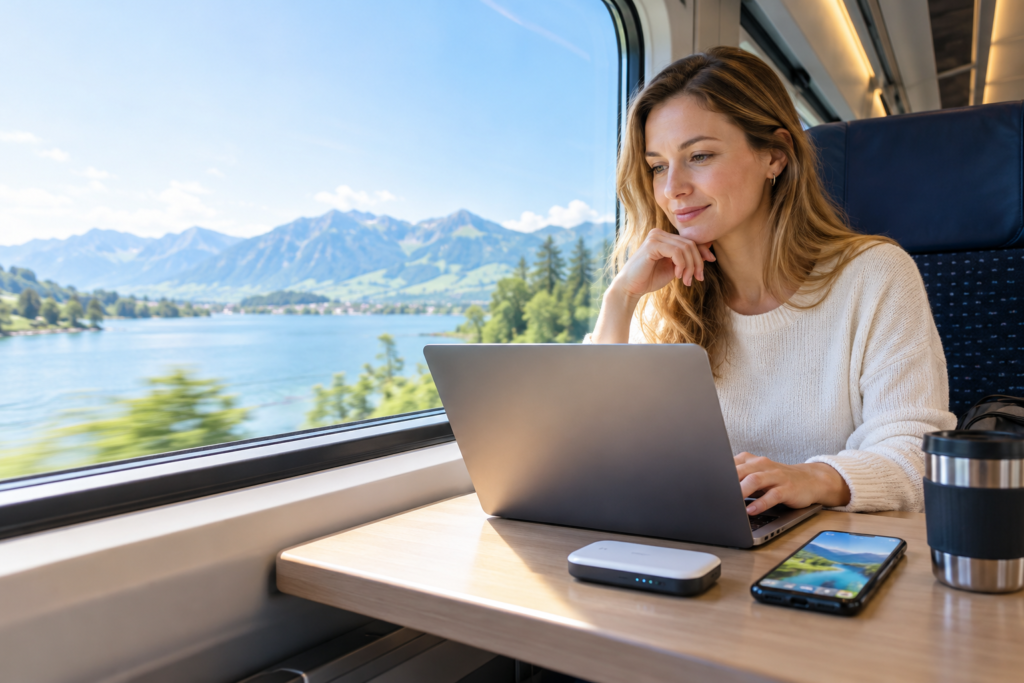 Datentarif für Laptop: mobiles Arbeiten mit 5G-Router im Zug