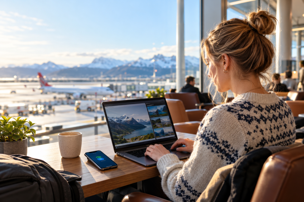 Delt internett på iPhone brukt til å koble en laptop på reise