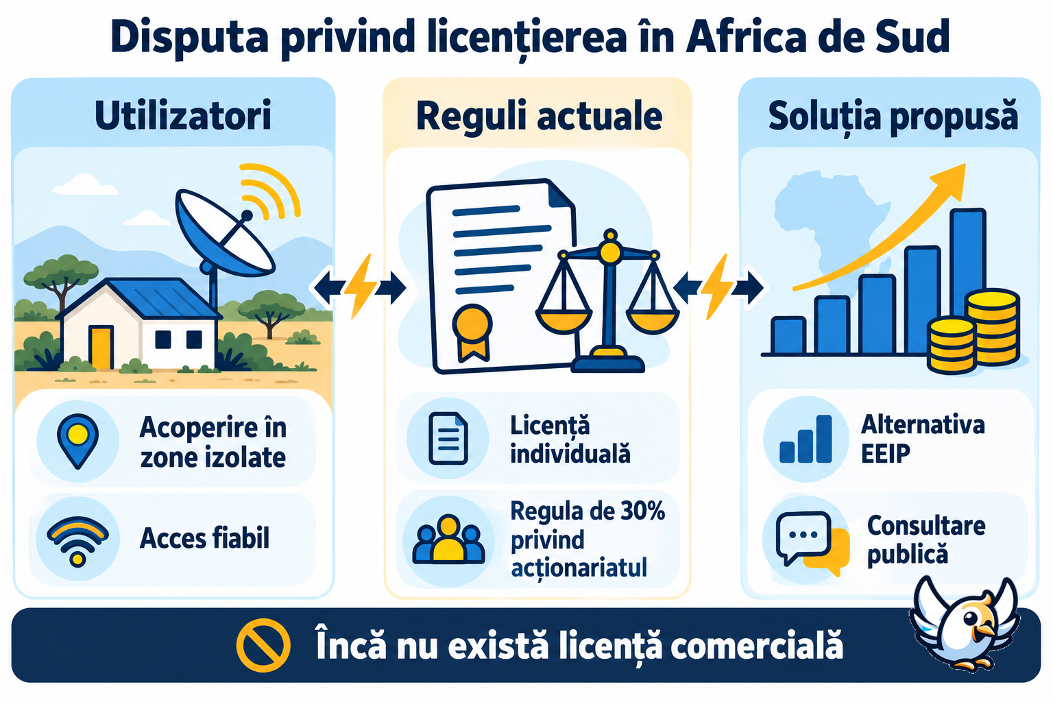 Disputa privind licențierea internetului prin satelit în Africa de Sud, explicată
