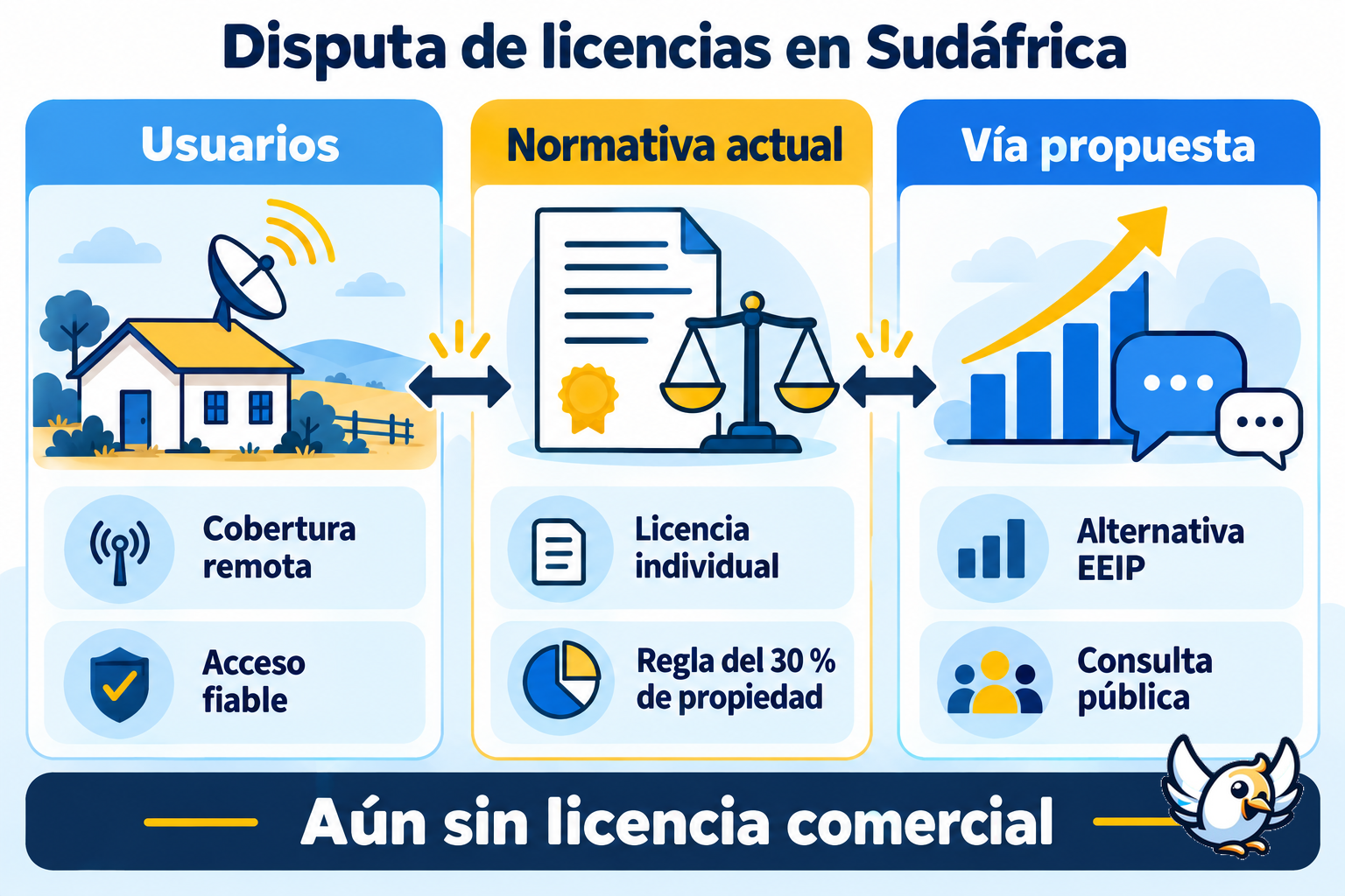 Explicación de la disputa por las licencias de internet por satélite en Sudáfrica
