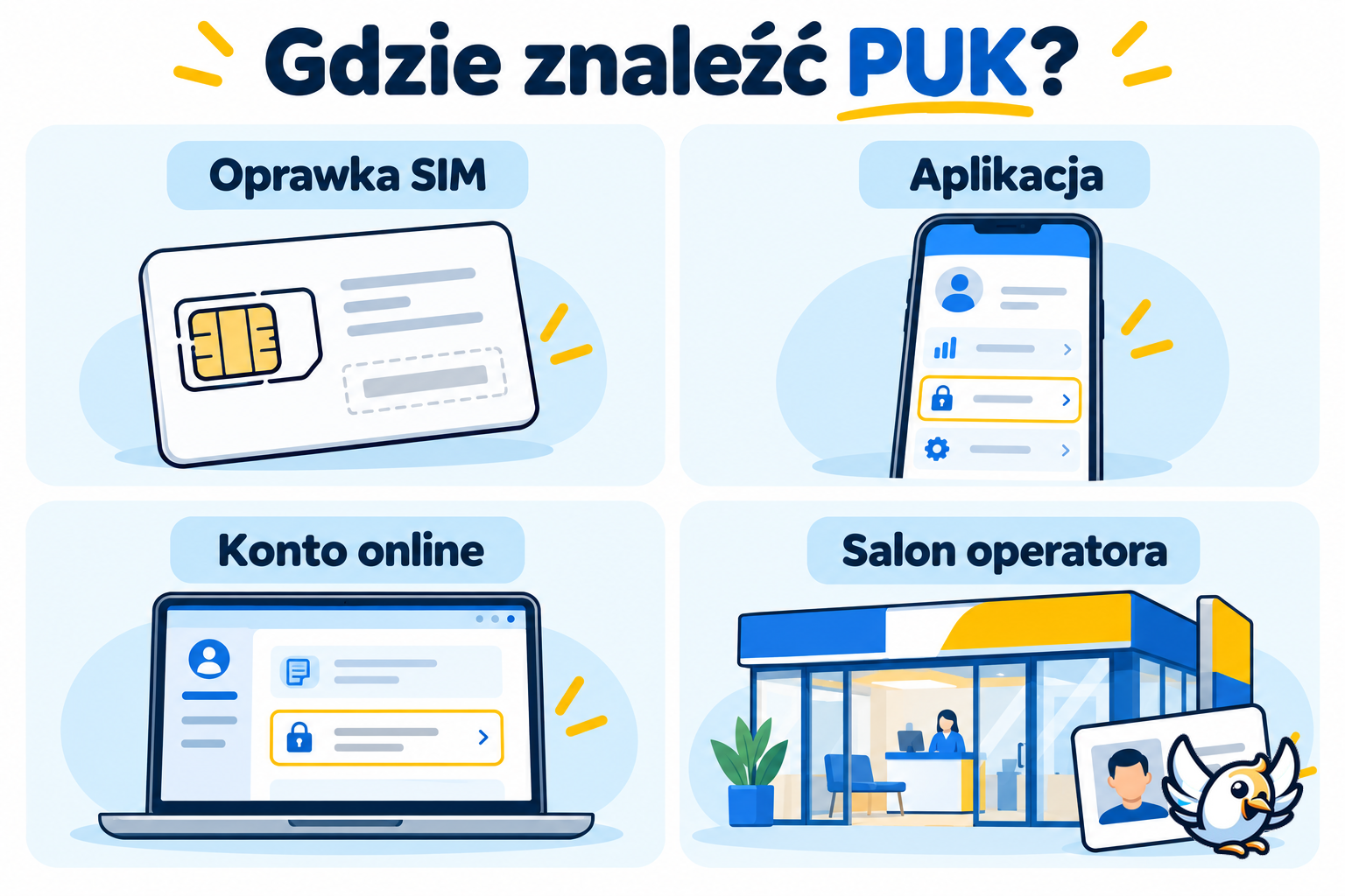 Gdzie znaleźć kod PUK do karty SIM — oprawka, aplikacja, konto i salon