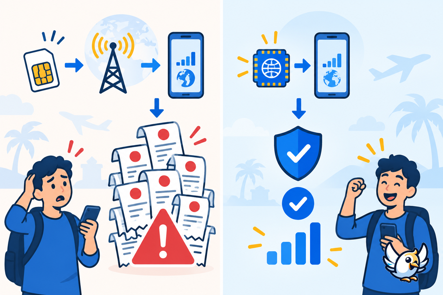 Comment une eSIM de voyage aide à éviter une lourde facture de roaming à l’étranger