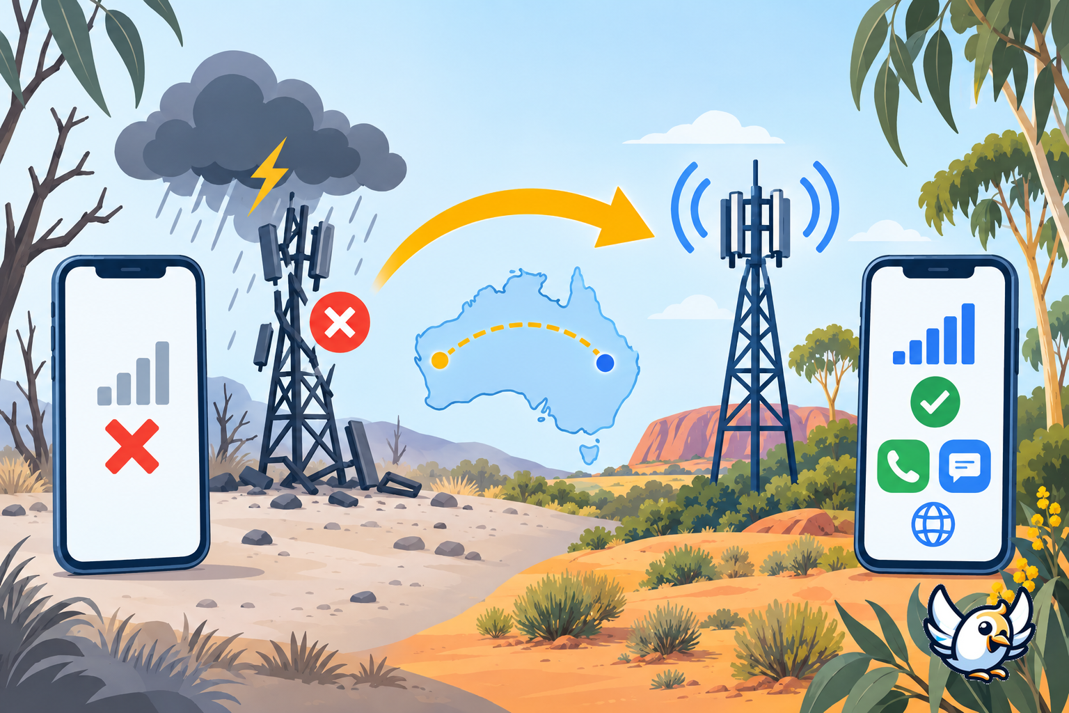 Fonctionnement du roaming temporaire en Australie lorsqu’un réseau mobile tombe en panne