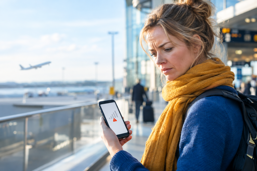 Ingen tjeneste på mobilen: rejsende kontrollerer manglende mobilsignal