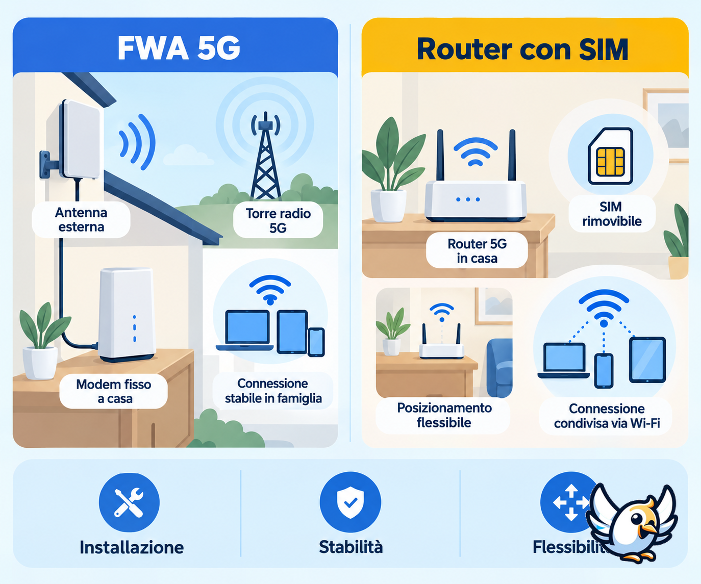 Internet 5G casa: confronto tra FWA 5G e router con SIM