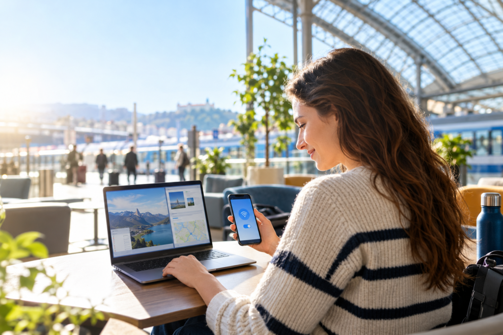 Internet do notebooku cez mobilný hotspot počas práce na cestách