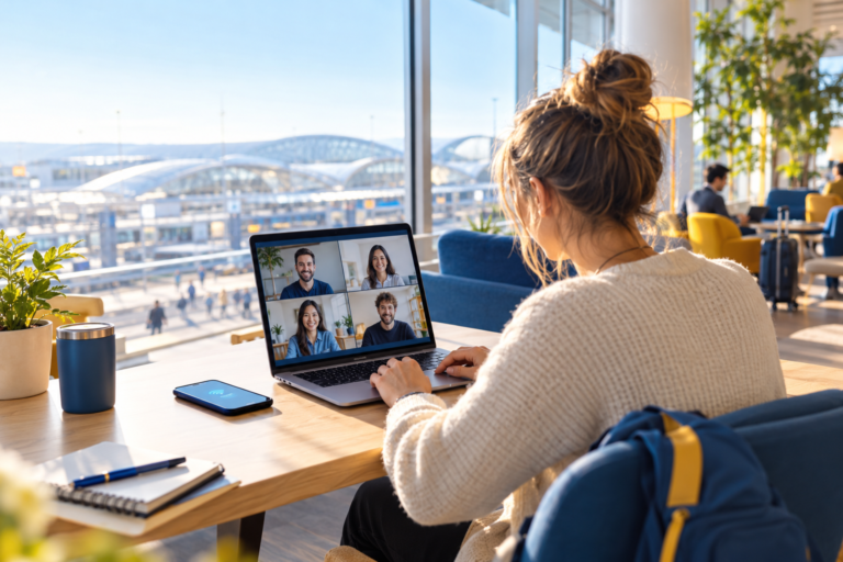Internet voor laptop via een mobiele hotspot tijdens het werken onderweg