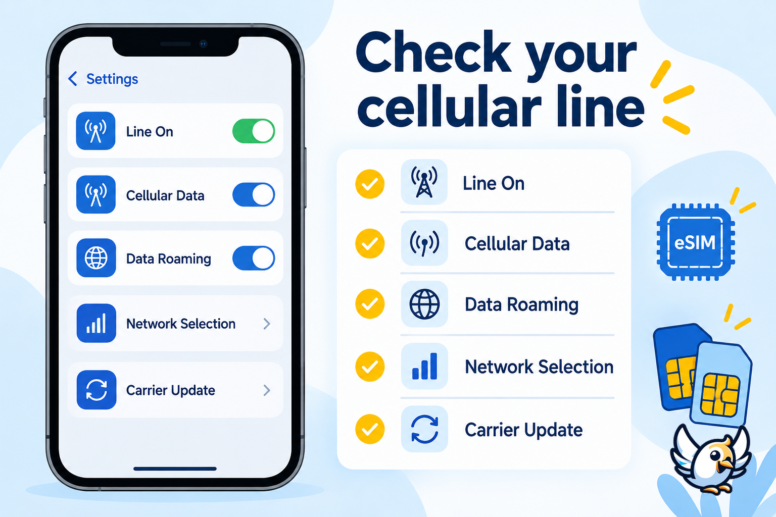 iPhone cellular settings checklist for eSIM, Dual SIM and roaming