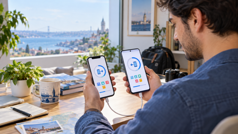 iPhone'dan Android'e veri aktarma işlemi yapan kullanıcı